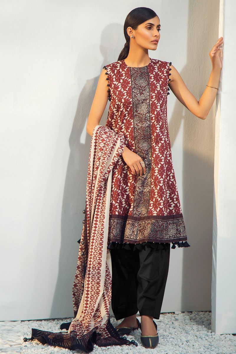 3 Piece Printed Suit with Lawn Dupatta